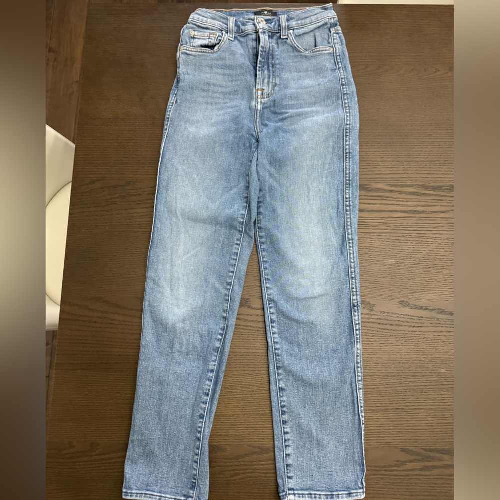 7 For All Mankind High Waist Cropped Straight Jeans